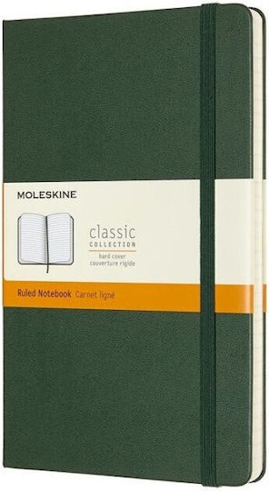 Moleskine Large Ruled Hard Classic Notebook Ruled with Elastic Green