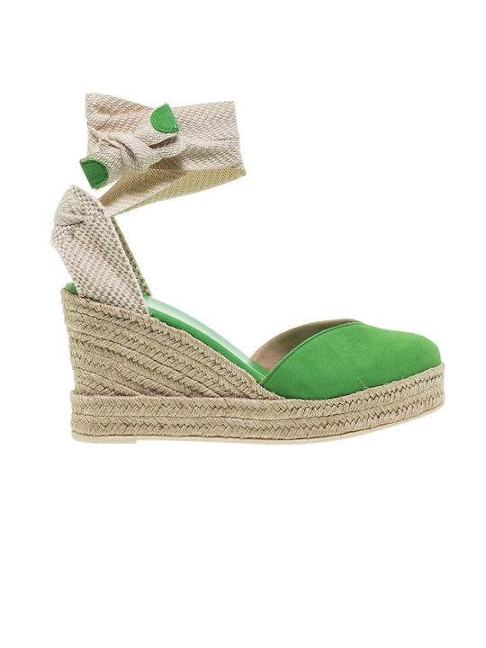 Mourtzi Platforme dama în stil espadrile Suede Green