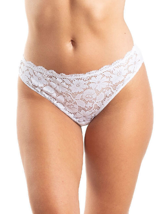 Damen Slip mit Spitze Weiß