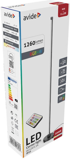 Avide ABLSBL-CL12W-RGBW LED Подова Лампа В147.5xД2.35см. с RGB Светлина 260лм Сив