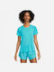 Nike Damen Sport T-Shirt Dri-Fit Hellblau