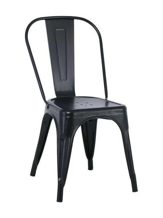 Καρέκλα Εξωτερικού Χώρου Μεταλλική Relix Μαύρη 17τμχ 45x49x85εκ.