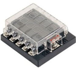 Osculati Boat Fuse Box 150A / 12-24V 10 Fuses with Transparent Cover