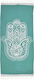 Inart Hamsa Beach Towel Cotton Green with Fring...