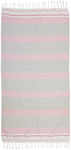 Inart Pestemal Beach Pareo with Fringes Pink 180x90cm