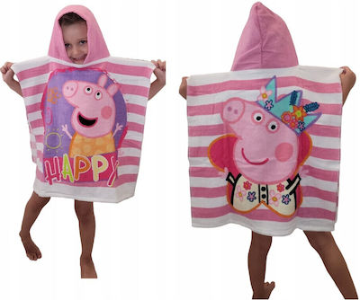 Kids Beach Poncho Peppa Pig Pink 110 x 55cm