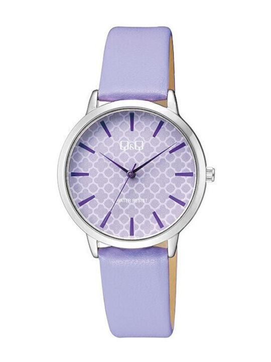 Q&Q Women's Watch with Purple Leather Strap