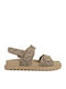 Women's Flat Sandals with Strap in Beige Color