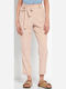 FBL007-10502 Women's High-waisted Fabric Capri Trousers Oat Milk