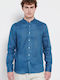 FBM007-00305 Long-sleeved Linen Shirt Blue