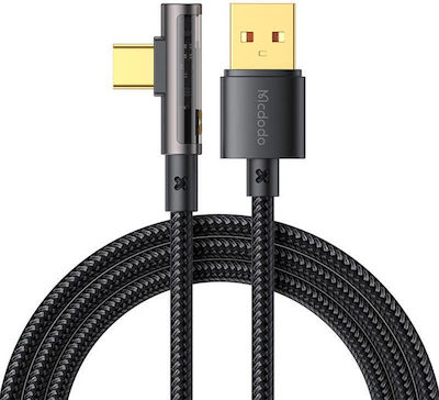 Mcdodo CA-3380 Angle (90°) / Braided USB 2.0 Cable USB-C male - USB-A male Black 1.2m
