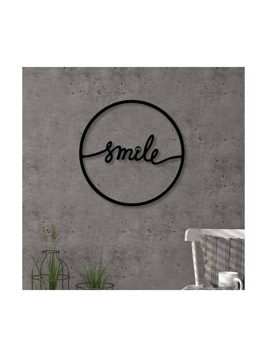 Megapap Decorativ de Perete din Metal Smile Negru 45x2x45cm 1pcs