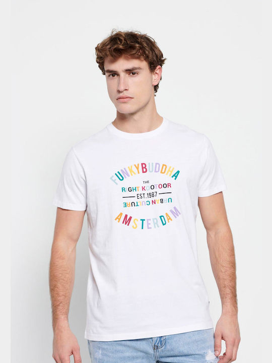 Funky Buddha Herren T-Shirt Kurzarm Weiß