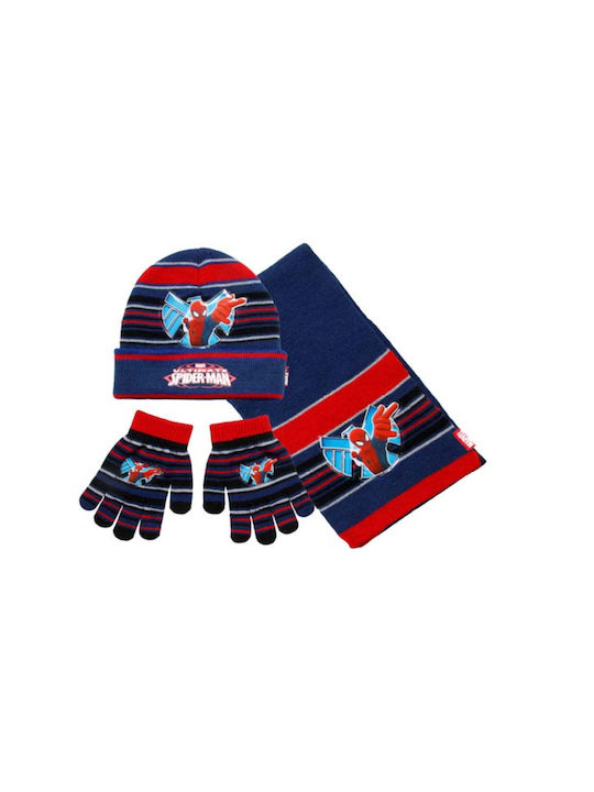 Stamion Kids Beanie Set with Scarf & Gloves Knitted Blue