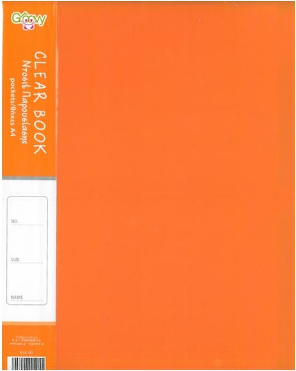 Groovy Clipboard Flexible with 10 plastic sleeves Slides for Paper A4 Orange Positions Neon Orange 1pcs