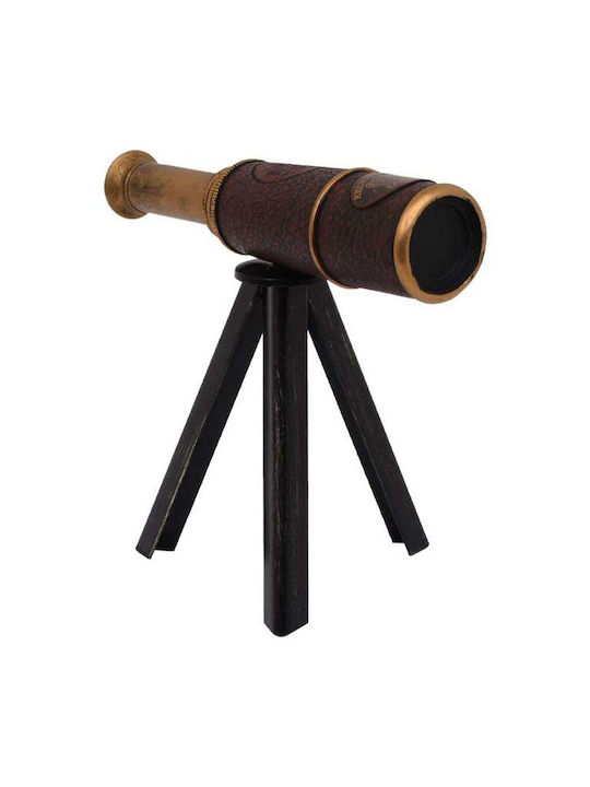 Fylliana Metallic Decorative Miniature Επιτραπεζιο Telescope Μαυρο Καφε Καφέ 23x5x24.5cm