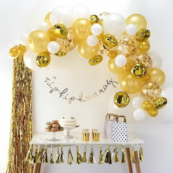 Composition with 70 Balloons Latex Gold Birthday-Celebration