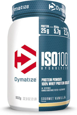 Dymatize ISO 100 Hydrolyzed Πρωτεΐνη Ορού Γάλακτος Χωρίς Γλουτένη με Γεύση Gourmet Vanilla 932gr
