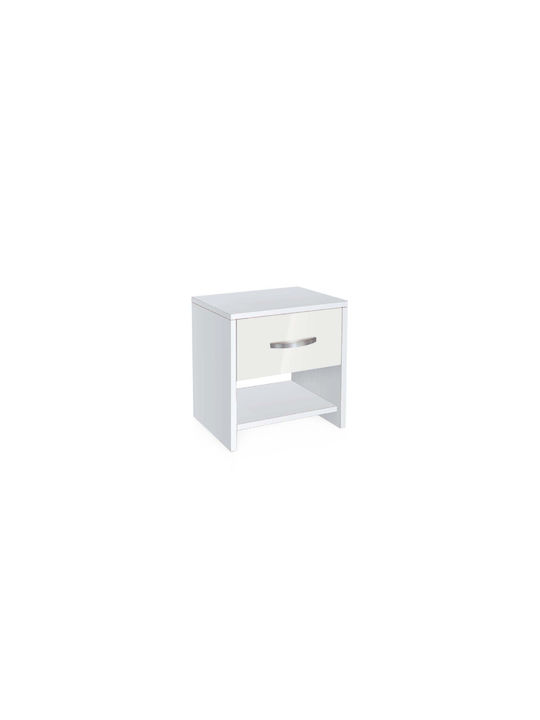 Ξύλινο Bedside Table White / Glossy White 40x30.5x40cm