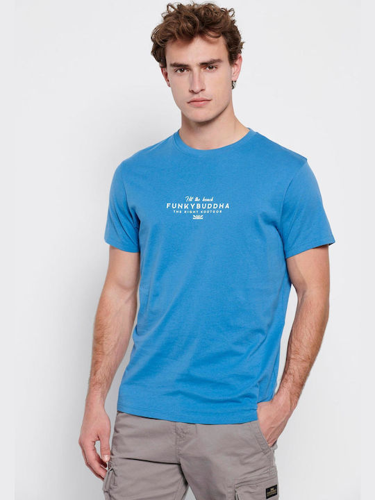 Funky Buddha Ανδρικό T-shirt Atlantic Blue με Λογότυπο