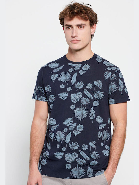 Funky Buddha Ανδρικό T-shirt Navy Μπλε Floral