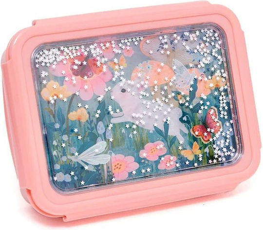 Petit Monkey Bunny White Stars Πλαστικό Παιδικό Δοχείο Φαγητού Ροζ