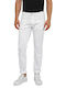 Anbass Ανδρικό Παντελόνι Τζιν Ελαστικό με Slim Tapered Εφαρμογή Λευκό