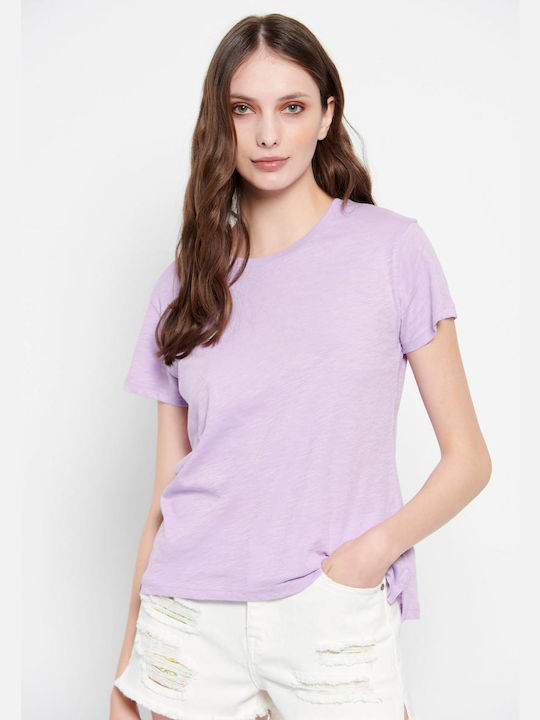 Funky Buddha Γυναικείο T-shirt με V Λαιμόκοψη Lavender