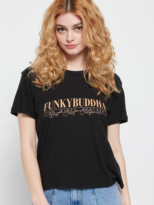 Funky Buddha Damen Sport T-Shirt Schwarz