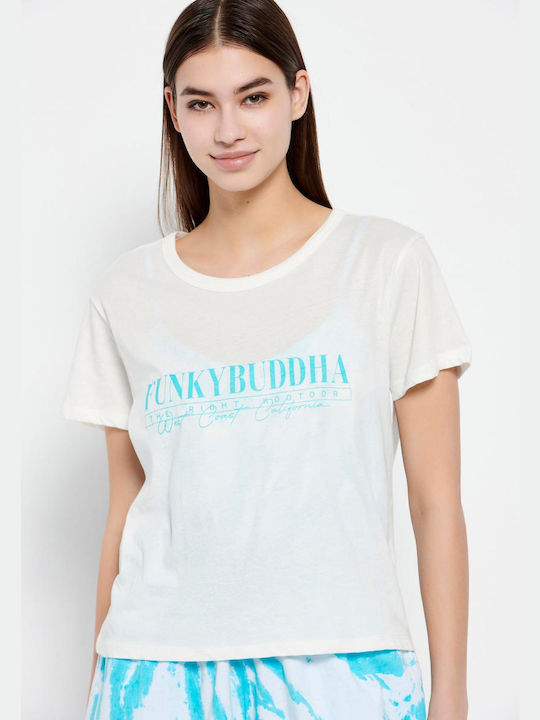 Funky Buddha Damen Sport T-Shirt Weiß