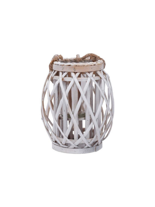 Fylliana Lantern Bamboo Tabletop White 21x21x31εκ. 1τμχ