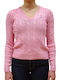 Ralph Lauren Damen Langarm Pullover Baumwolle mit V-Ausschnitt Rosa