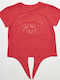 Kinder-Crop-Top Kurzarm Rosa Good Time Is Coming