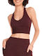 Γυναικείο Crop Top Αμάνικο Καφέ