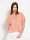 Funky Buddha Damen Sportliches Bluse Kurzärmelig Apricot