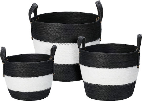 JK Home Decoration Set de coșuri decorative cu mânere Black 3buc