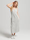 Summer Midi Shirt Dress Grey Dress