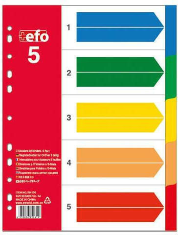 +Efo Πλαστικά Διαχωριστικά για Έγγραφα A4 με Τρύπες 5τμχ
