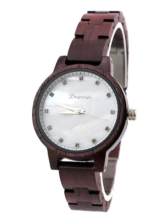 Daponte Women's Watch with Purple Wooden Bracelet