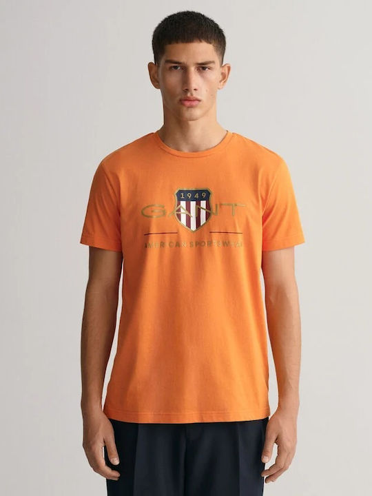 Gant Ανδρικό T-shirt Πορτοκαλί με Λογότυπο