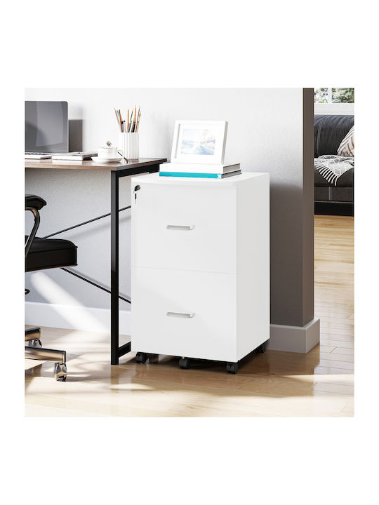 Schublade Büro aus MDF mit Rollen & Schloss 43x45x72cm