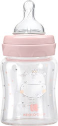 Kikka Boo Glass Bottle Anti-Colic with Silicone Nipple for 0+, 0+ m, months Pink Hippo Dreams 120ml 1pcs