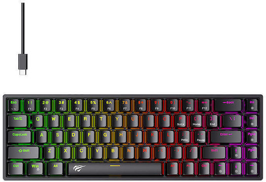Havit KB865L Gaming Μηχανικό Πληκτρολόγιο Tenkeyless με RGB φωτισμό (Αγγλικό US) Black