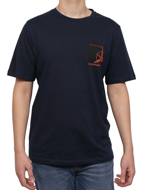 Jack & Jones Ανδρικό T-shirt Navy Μπλε με Στάμπα