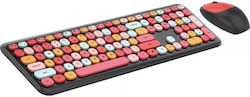 Forever Candy Fără fir Set tastatură și mouse UK Black/Red
