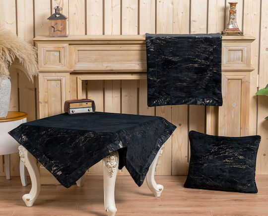 Liolios Home Perna De Canapea Din Catifea Metal Negru 45x45cm