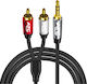 ATC Cablu Audio 3,5 mm Male - 2x RCA De Sex Masculin Negru 5m Cu Terminale Placate Cu Aur 02.008.0129