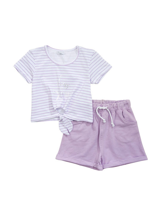 Funky Kinder Set mit Shorts Sommer 2Stück Flieder