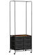 HomCom Τροχήλατη Κρεμάστρα Δαπέδου από Μέταλλο σε Μαύρο Χρώμα 63.5x40x172.5cm