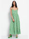 Funky Buddha Sommer Maxi Kleid mit Schlitz Apple Mint